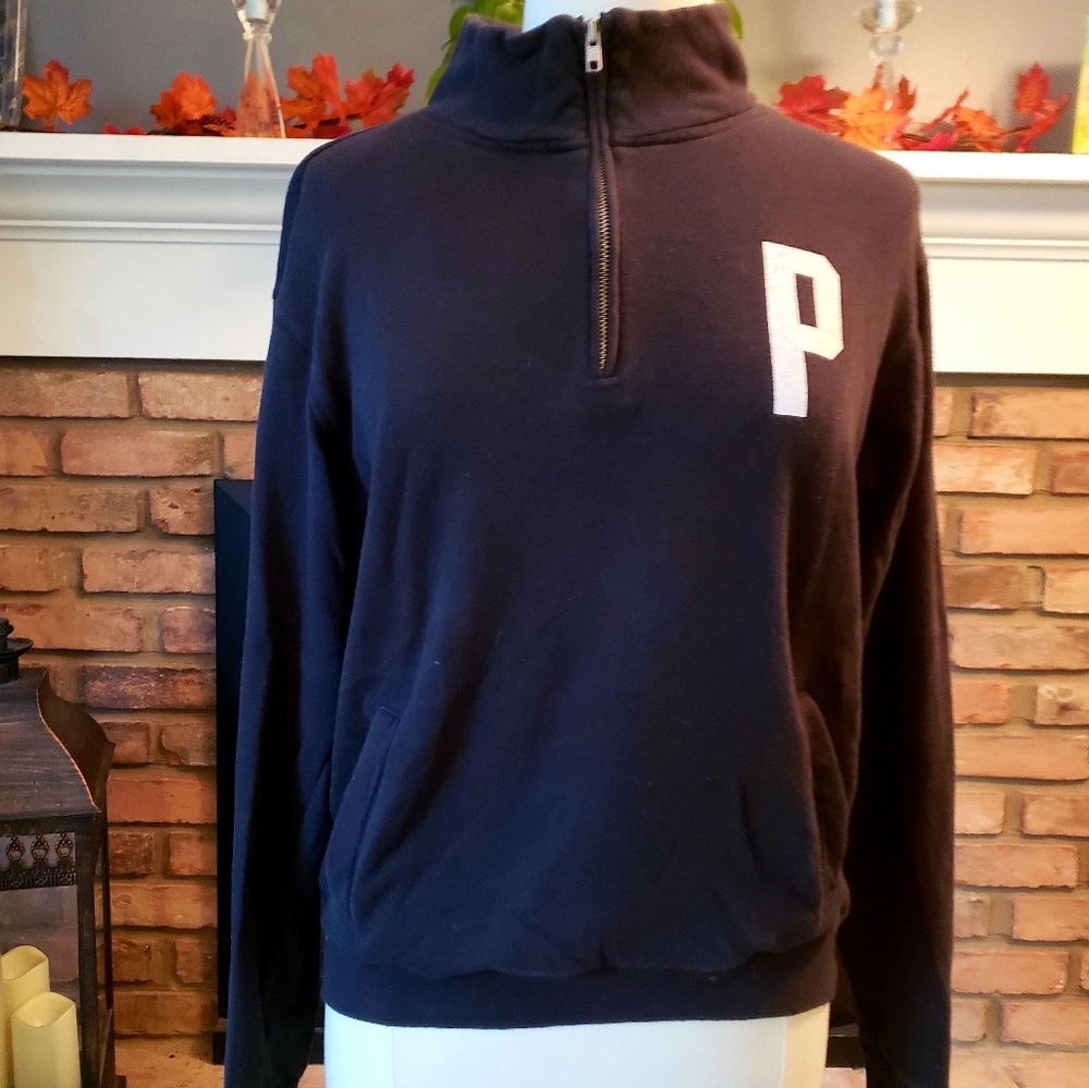 Victoria Secret "Pink" black 1/4 small sweatshirt